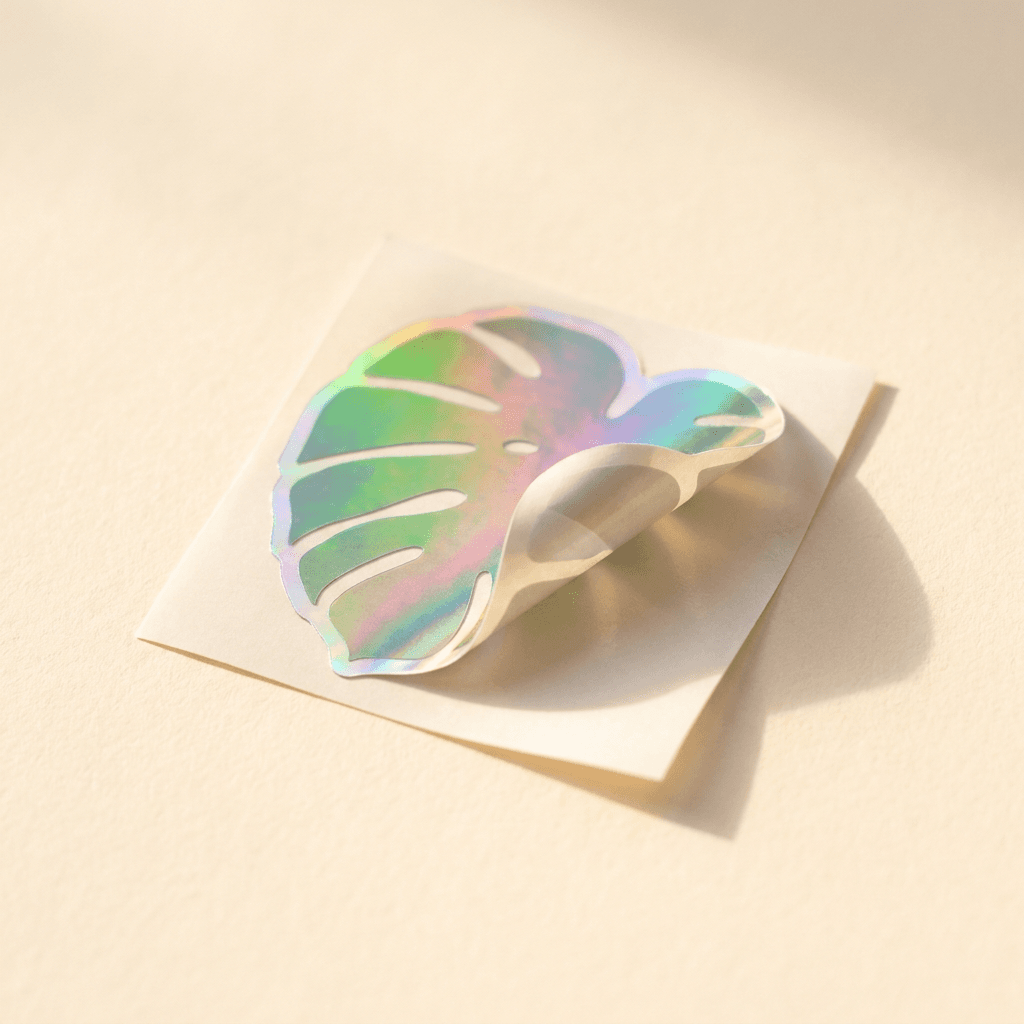 Holographic tropical leaf die-cut sticker
